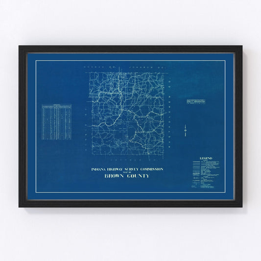 Vintage Map of Brown County, Indiana 1936