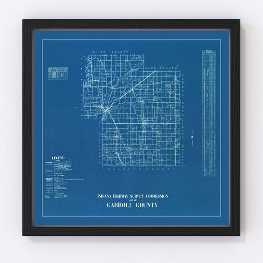 Vintage Map of Carroll County, Indiana 1936