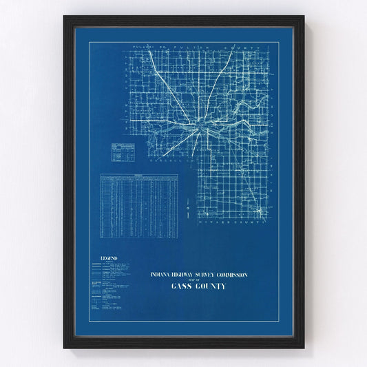 Vintage Map of Cass County, Indiana 1936