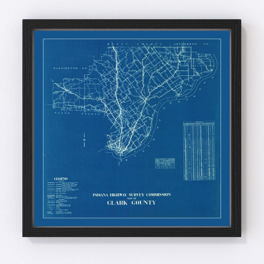 Vintage Map of Clark County, Indiana 1936