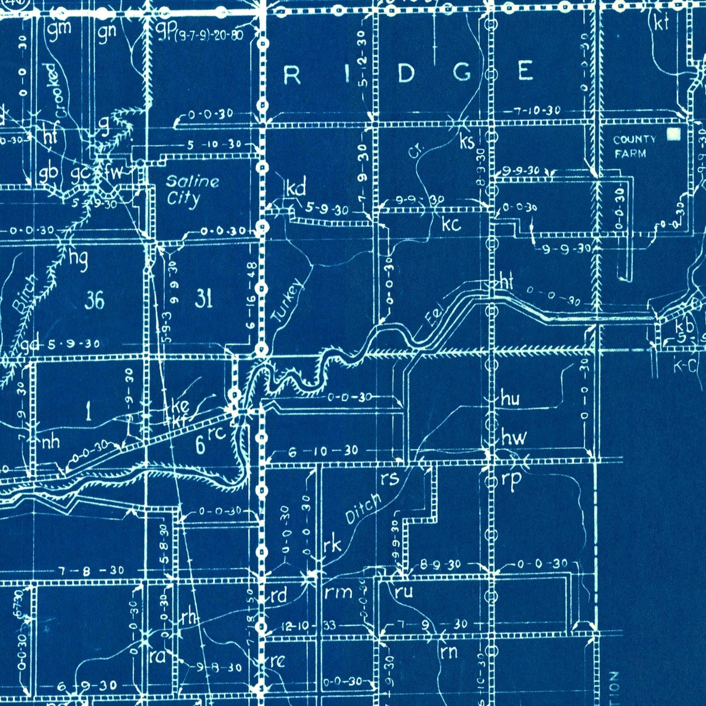 Vintage Map of Clay County, Indiana 1936