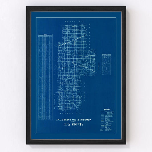 Vintage Map of Clay County, Indiana 1936