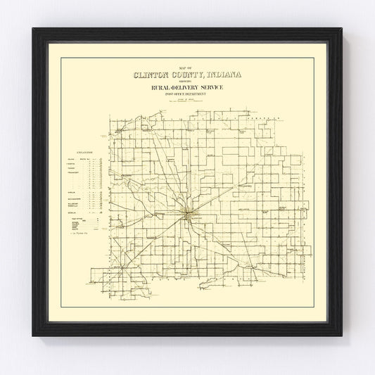 Vintage Map of Clinton County, Indiana 1911