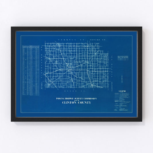Vintage Map of Clinton County, Indiana 1936