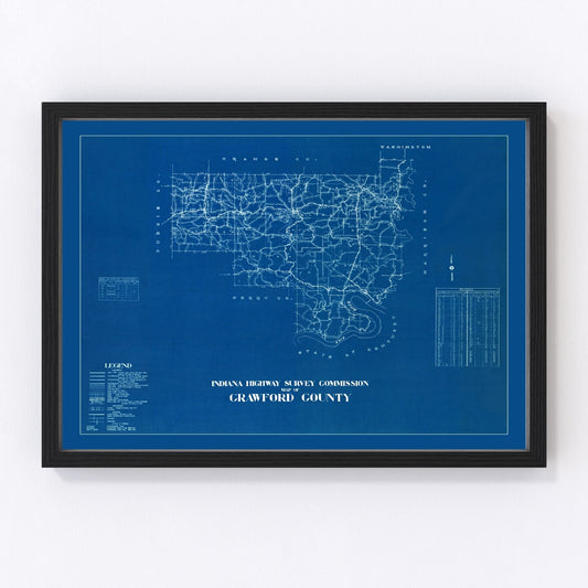 Vintage Map of Crawford County, Indiana 1936