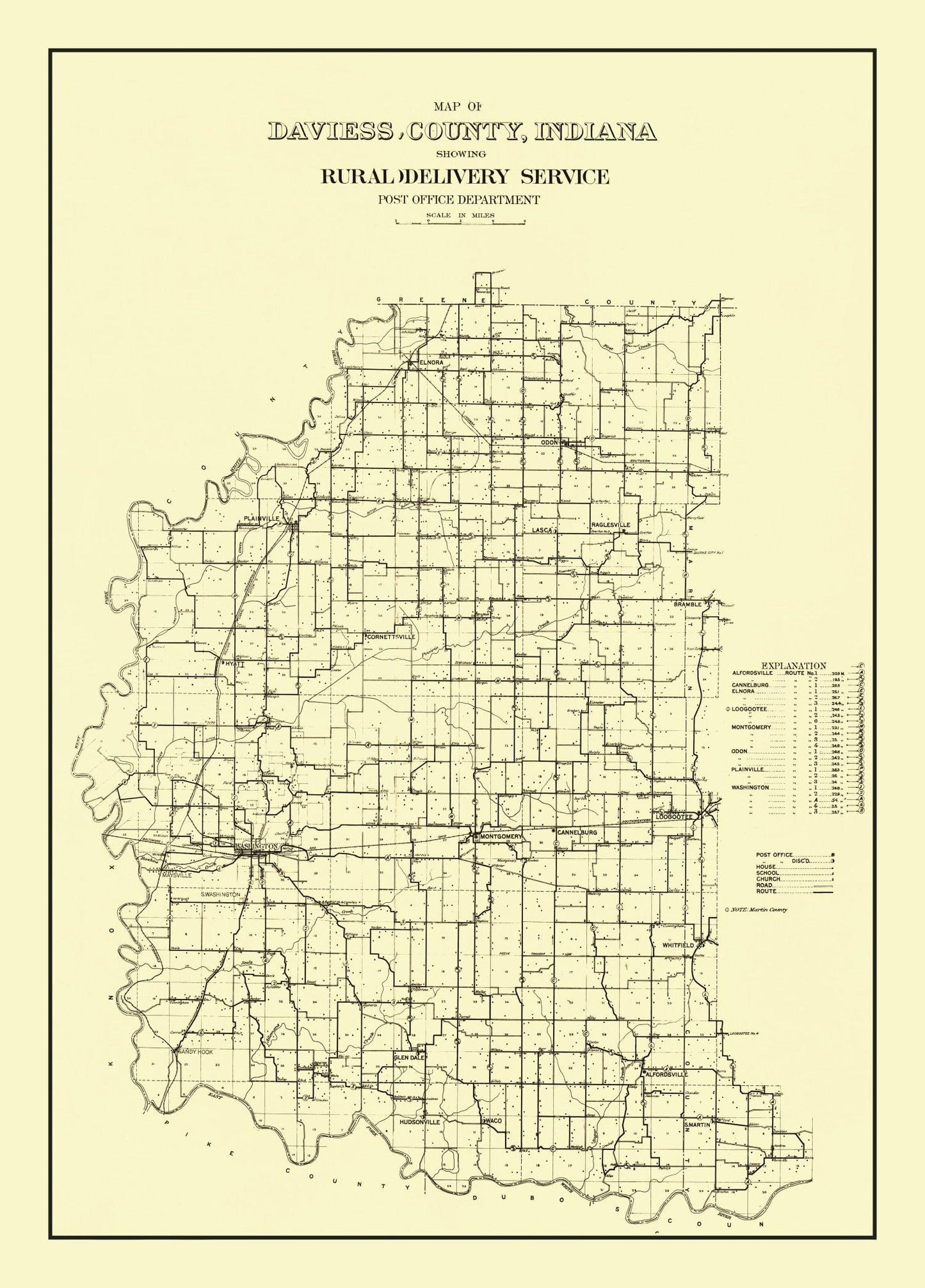 Vintage Map of Daviess County, Indiana 1910
