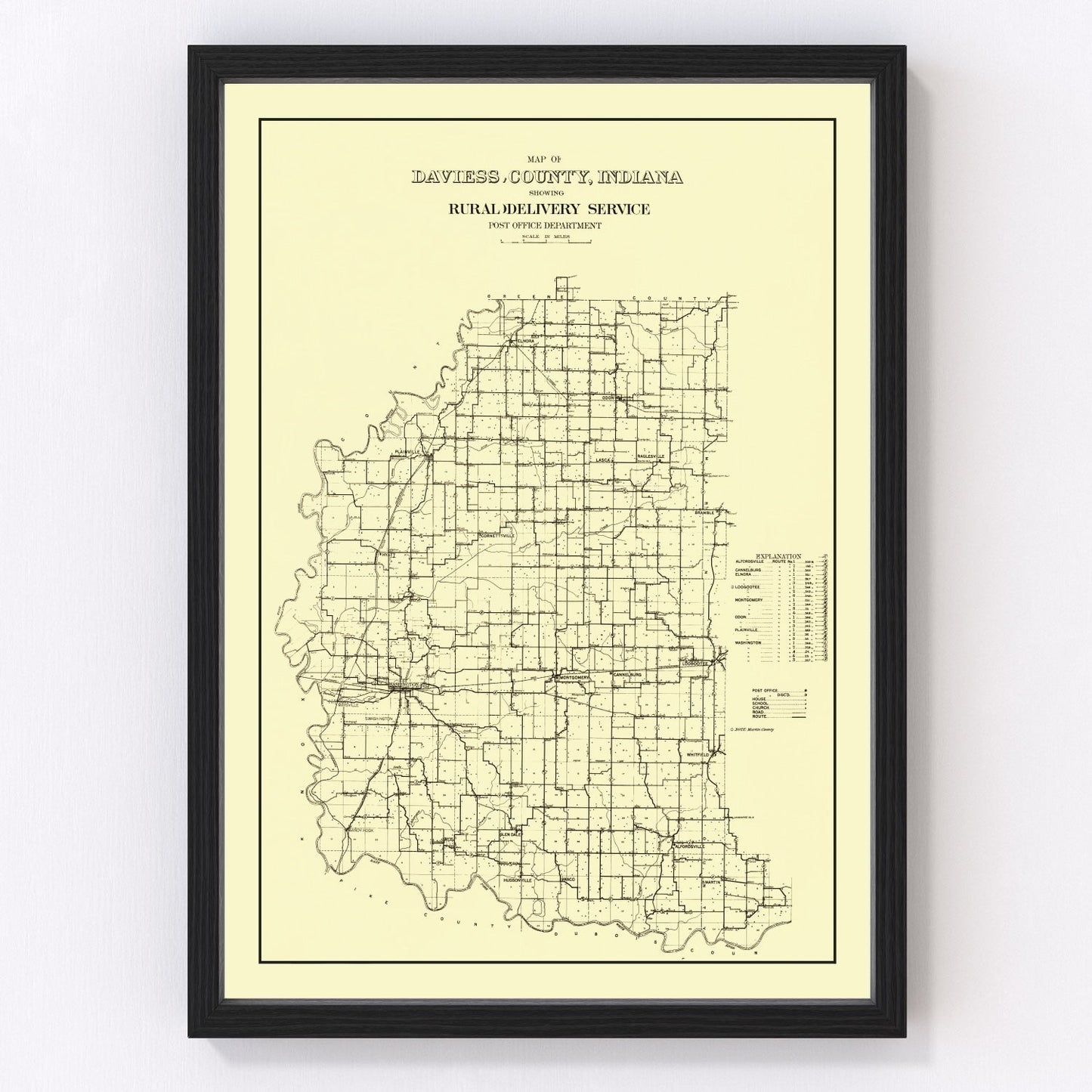 Vintage Map of Daviess County, Indiana 1910