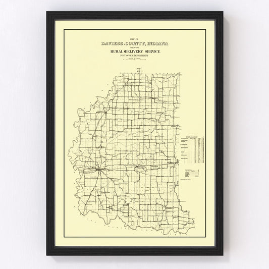 Vintage Map of Daviess County, Indiana 1910