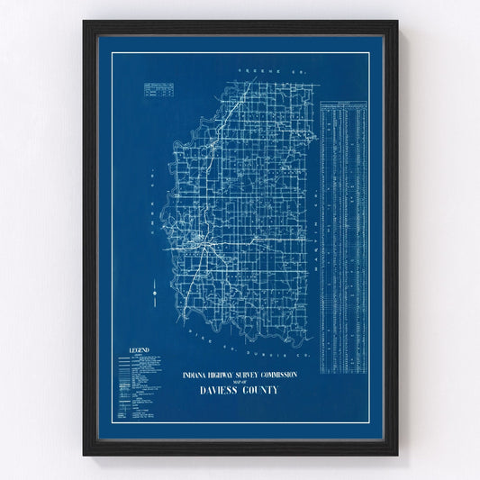 Vintage Map of Daviess County, Indiana 1936