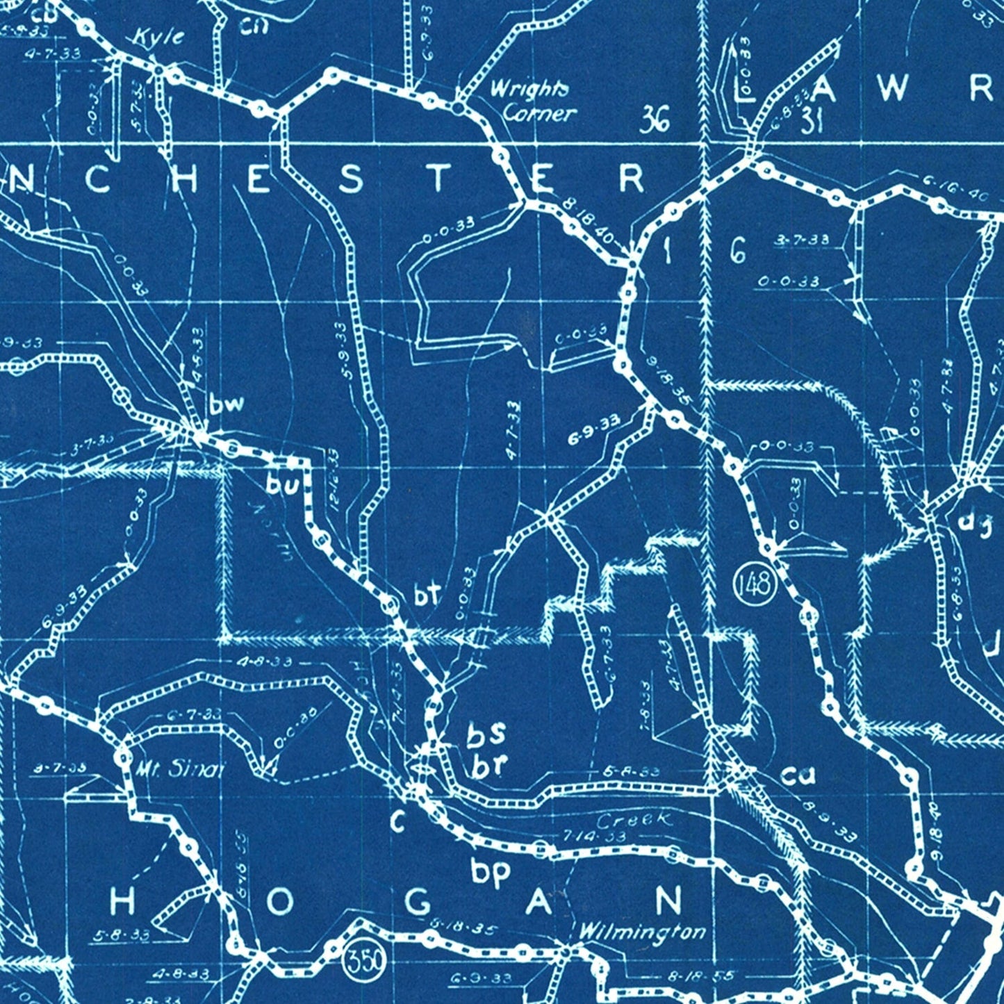 Vintage Map of Dearborn County, Indiana 1936