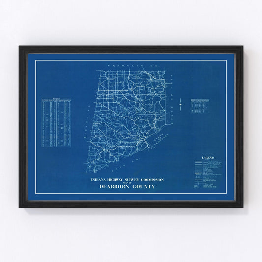 Vintage Map of Dearborn County, Indiana 1936