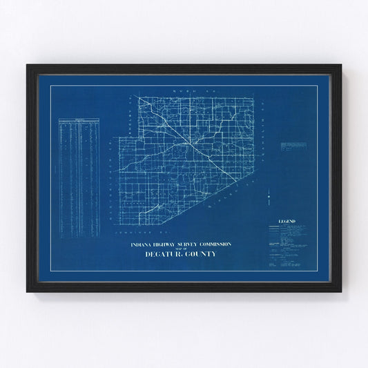 Vintage Map of Decatur County, Indiana 1936