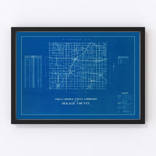 Vintage Map of DeKalb County, Indiana 1936