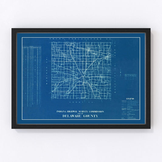 Vintage Map of Delaware County, Indiana 1936