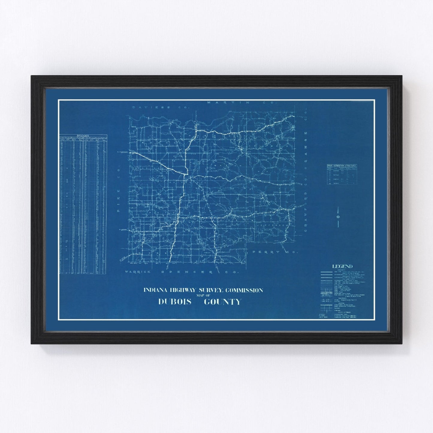 Vintage Map of Dubois County, Indiana 1936