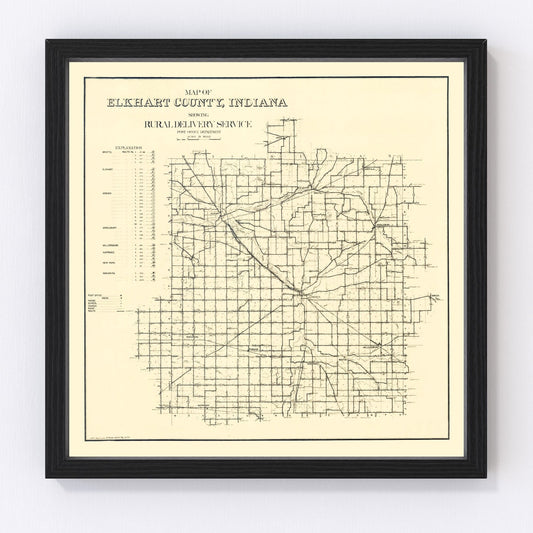Vintage Map of Elkhart County, Indiana 1909