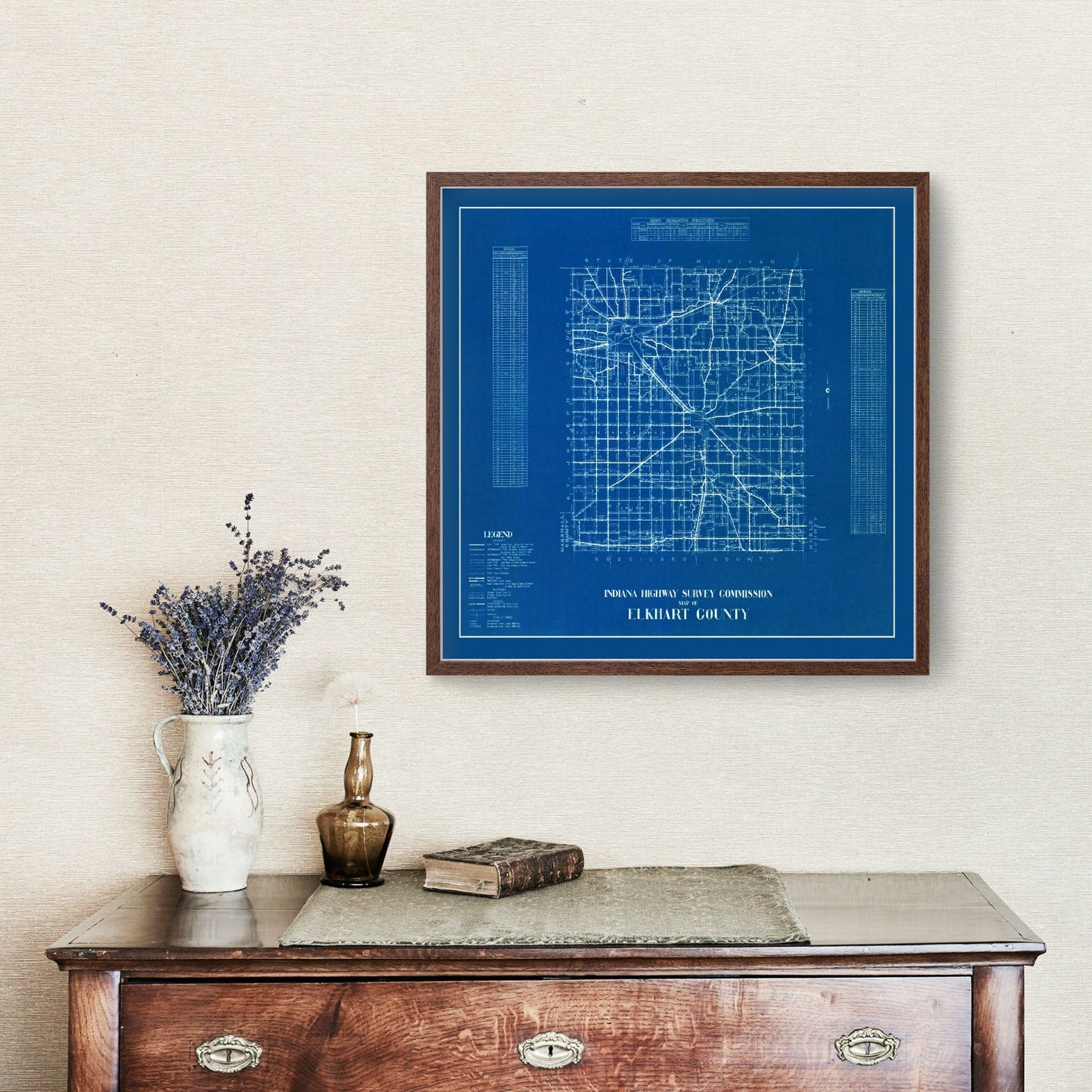 Vintage Map of Elkhart County, Indiana 1936