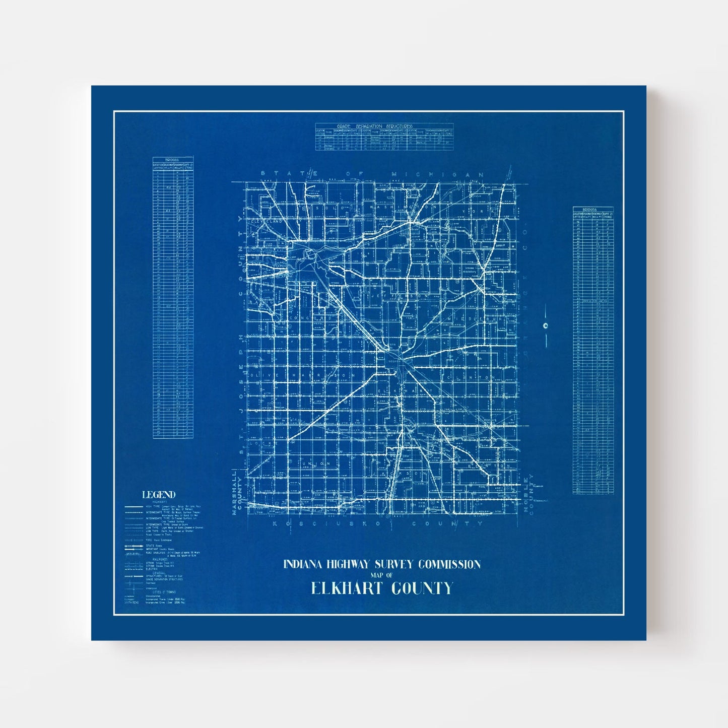 Vintage Map of Elkhart County, Indiana 1936