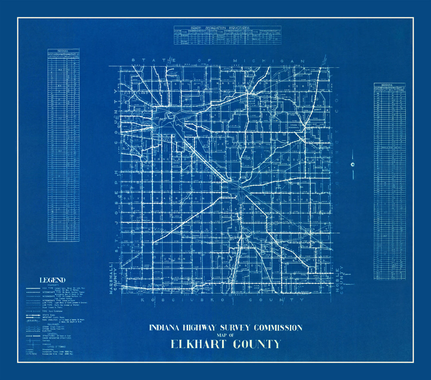 Vintage Map of Elkhart County, Indiana 1936