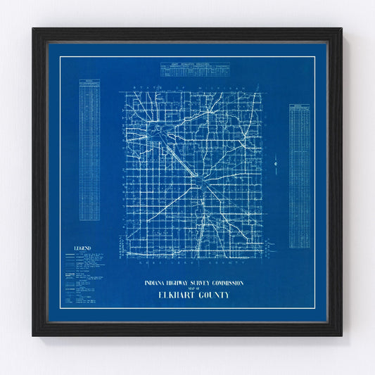 Vintage Map of Elkhart County, Indiana 1936