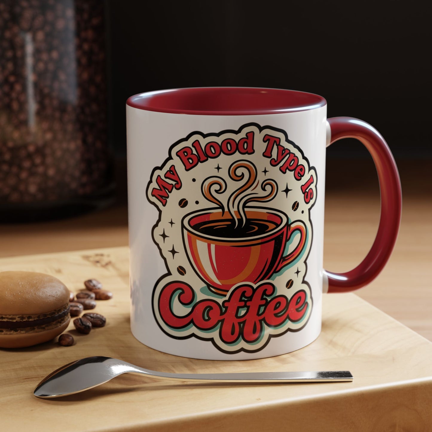 Coffee Mug - "My Blood Type Is Coffee" Accent Ceramic Mug (11oz & 15oz)