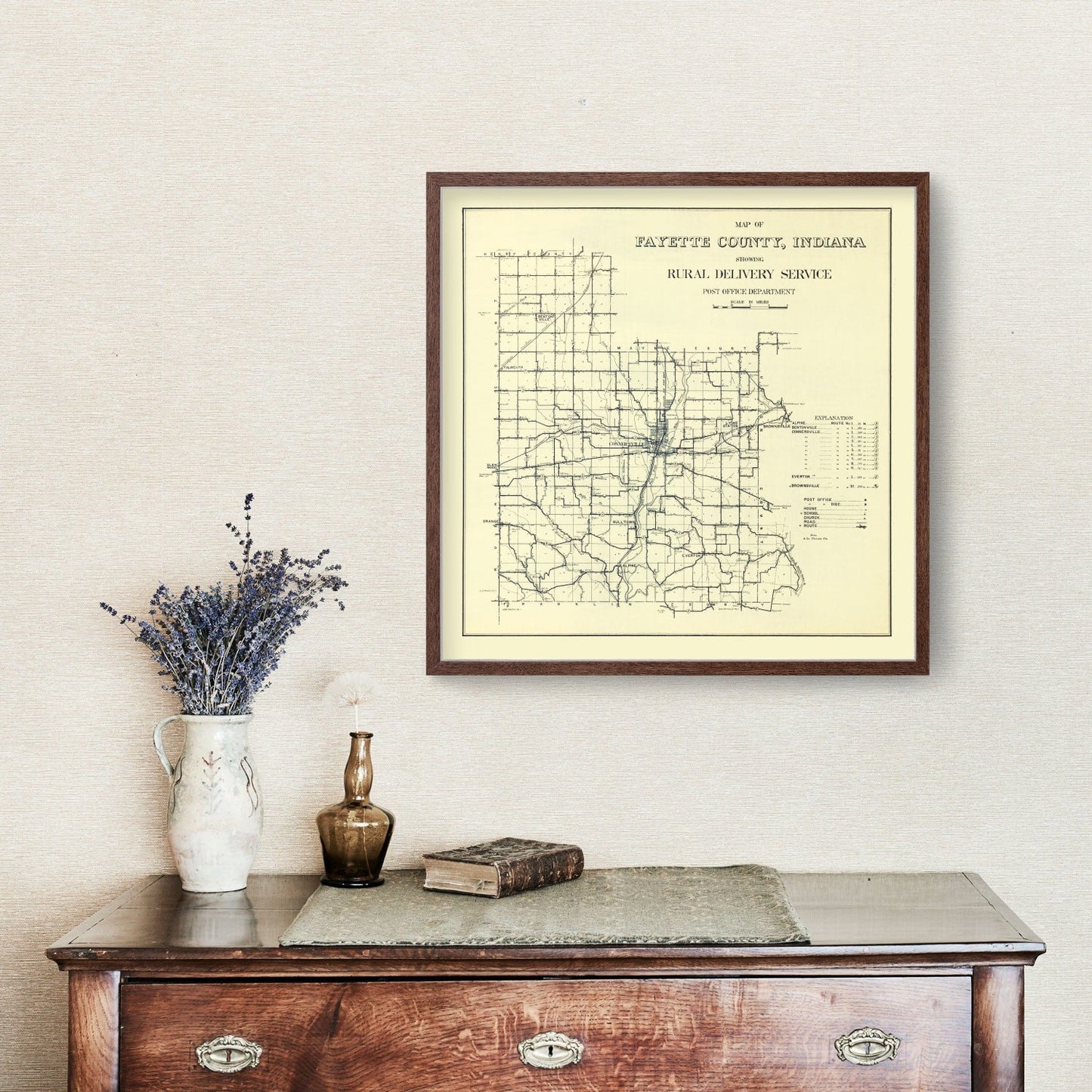 Vintage Map of Fayette County, Indiana 1912