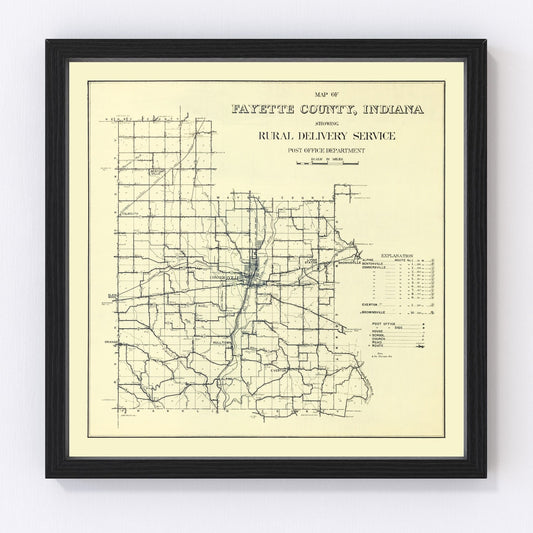 Vintage Map of Fayette County, Indiana 1912
