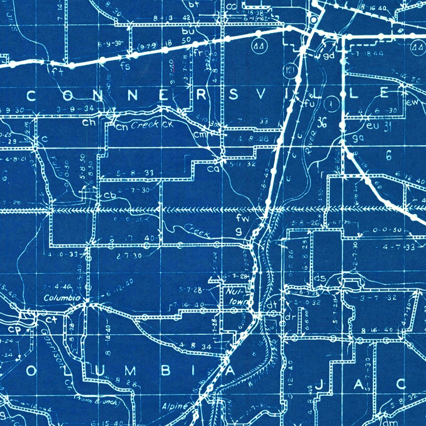 Vintage Map of Fayette County, Indiana 1936