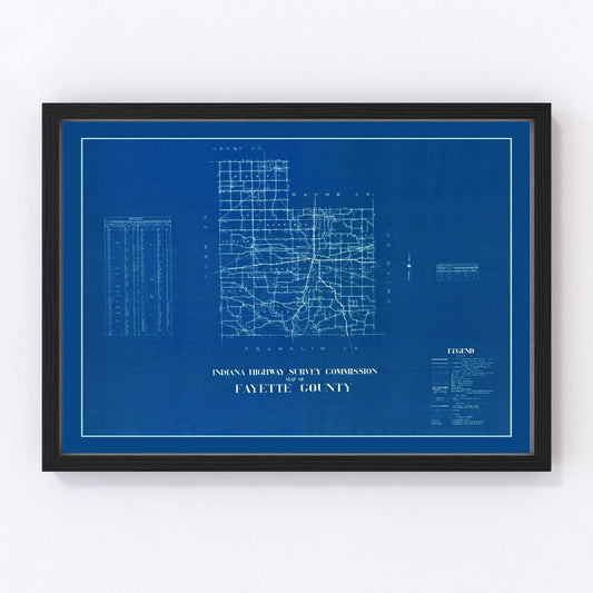 Vintage Map of Fayette County, Indiana 1936
