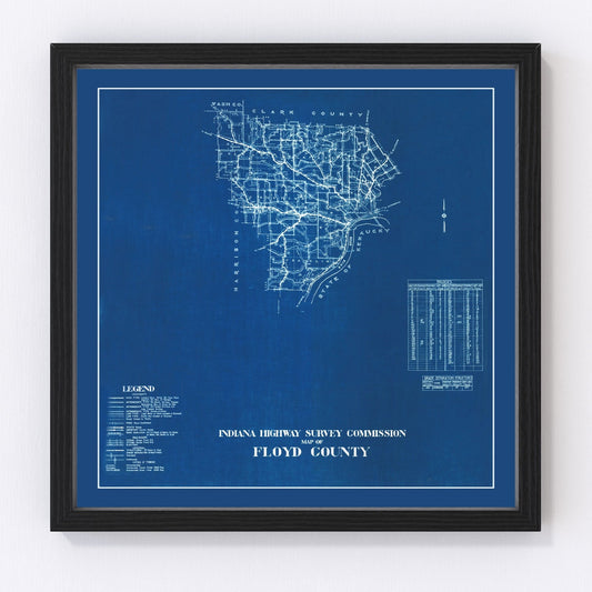 Vintage Map of Floyd County, Indiana 1936