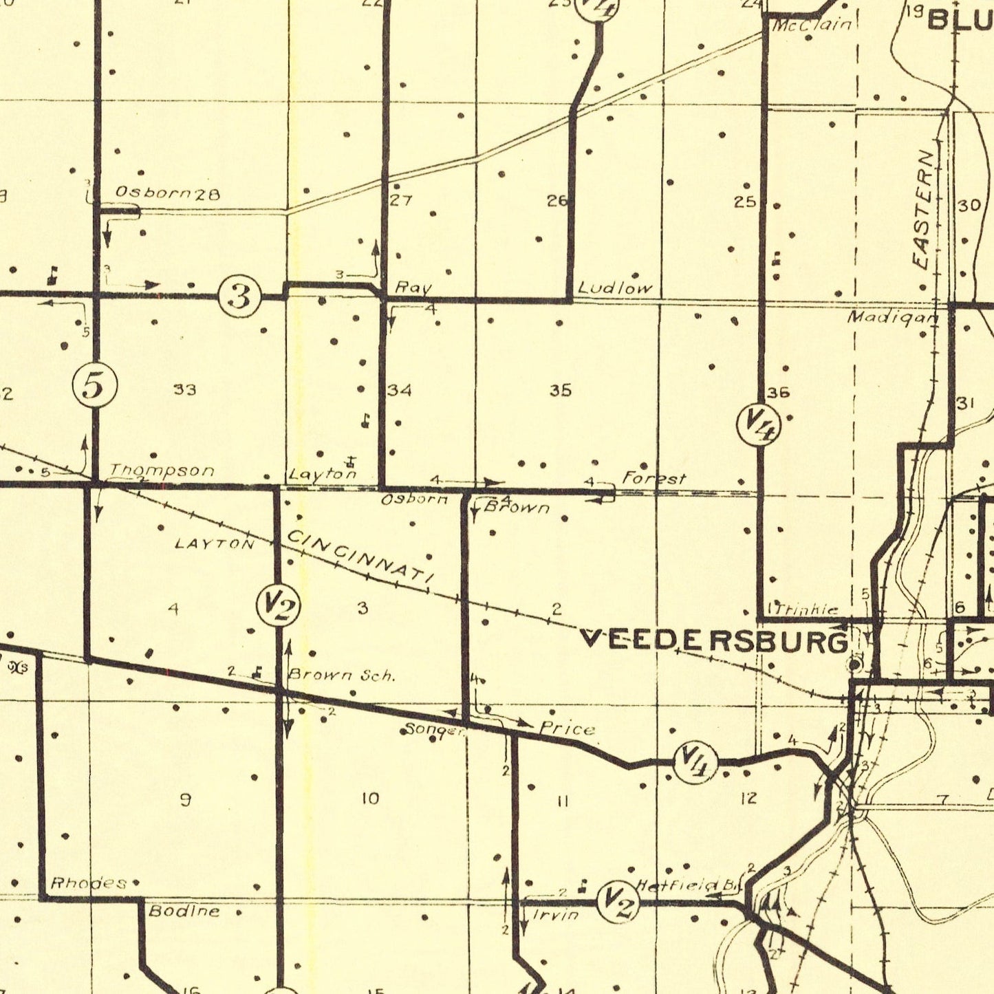 Vintage Map of Fountain County, Indiana 1911