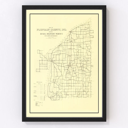 Vintage Map of Fountain County, Indiana 1911