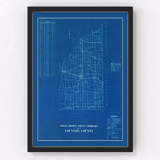 Vintage Map of Fountain County, Indiana 1936