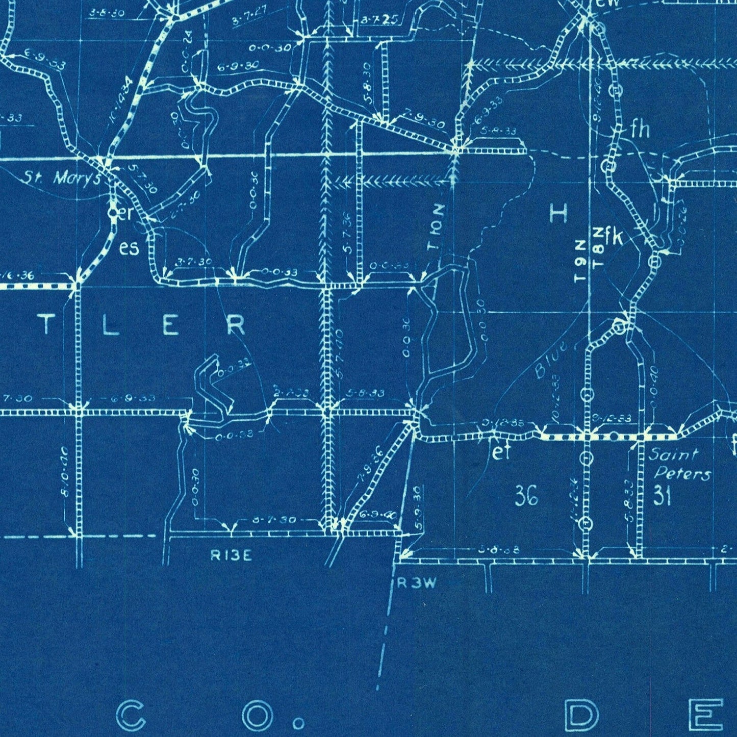 Vintage Map of Franklin County, Indiana 1936