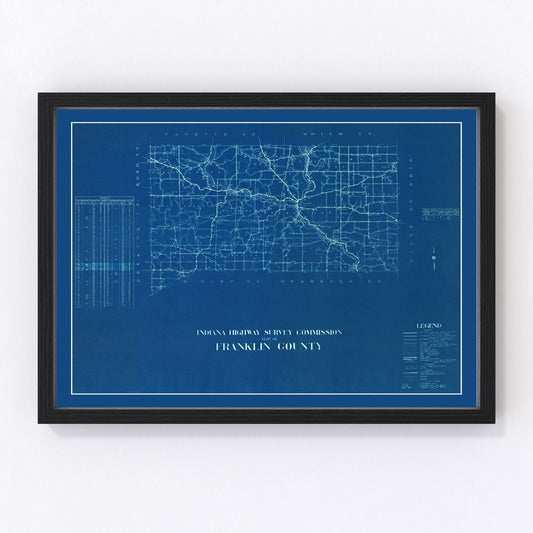 Vintage Map of Franklin County, Indiana 1936