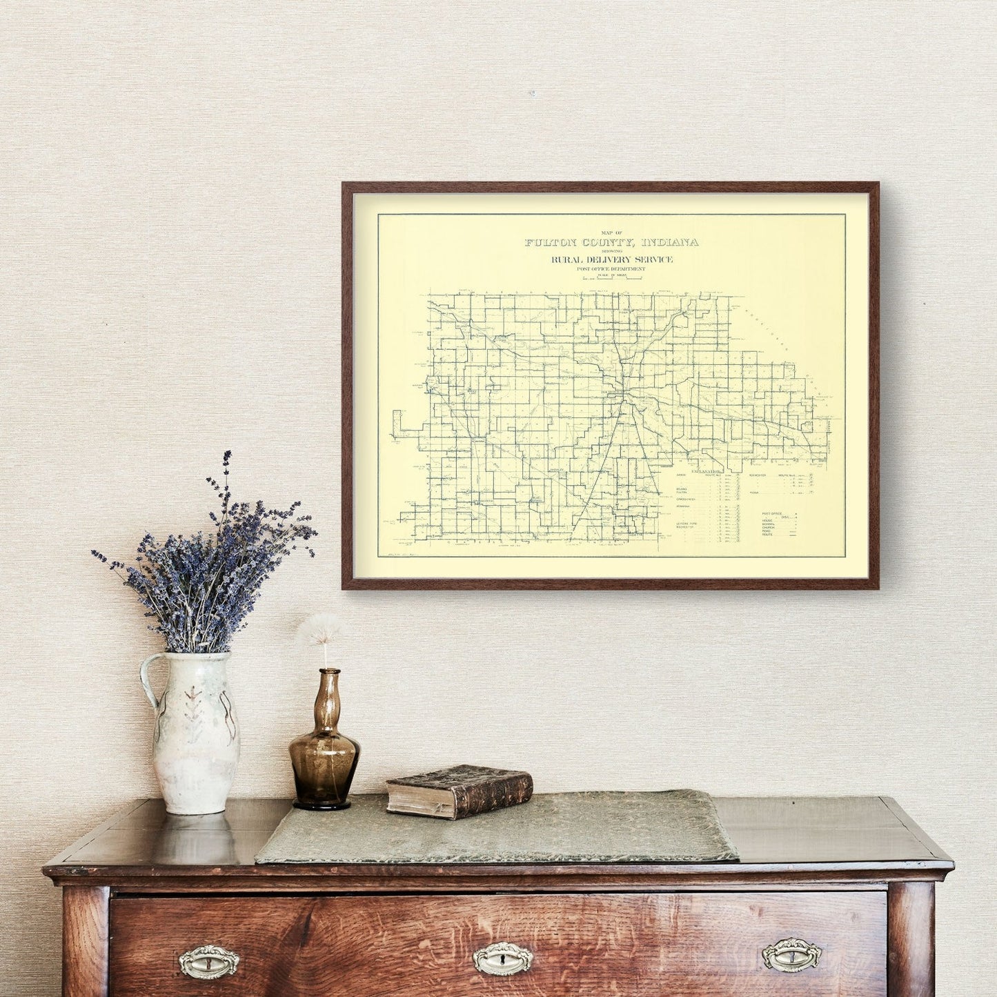 Vintage Map of Fulton County, Indiana 1911