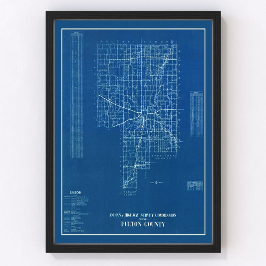 Vintage Map of Fulton County, Indiana 1936