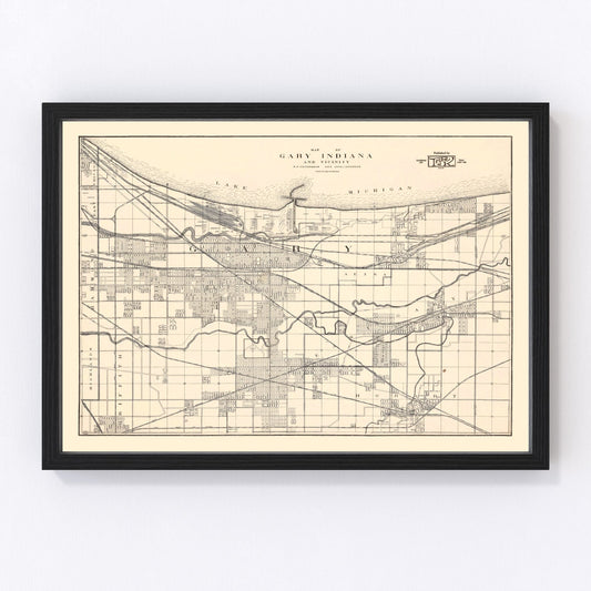 Vintage Map of Gary, Indiana 1928
