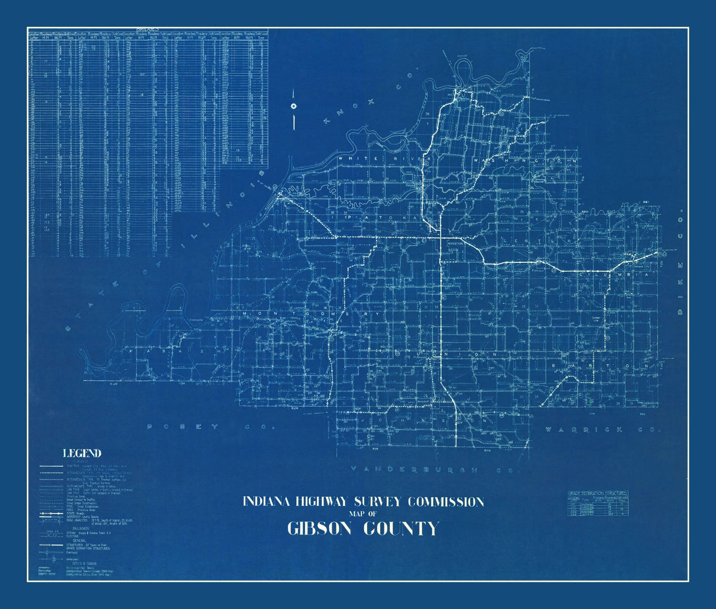 Vintage Map of Gibson County, Indiana 1936
