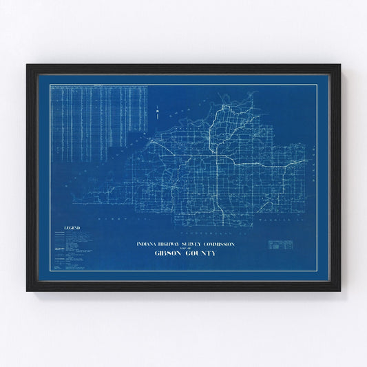 Vintage Map of Gibson County, Indiana 1936