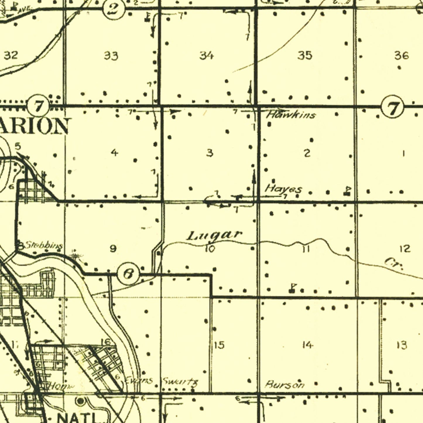 Vintage Map of Grant County, Indiana 1911