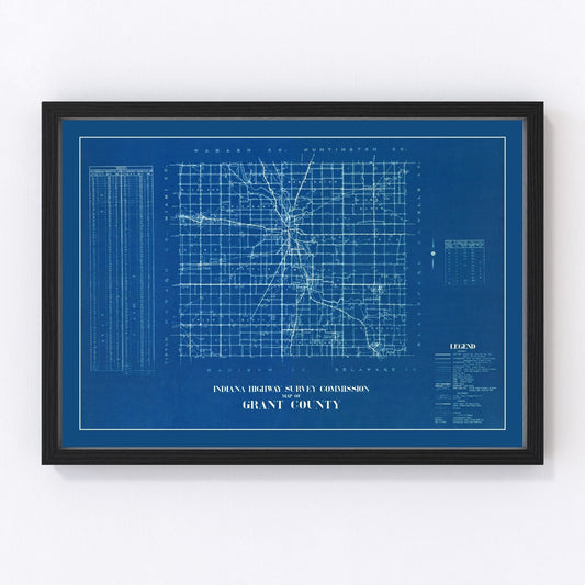 Vintage Map of Grant County, Indiana 1936