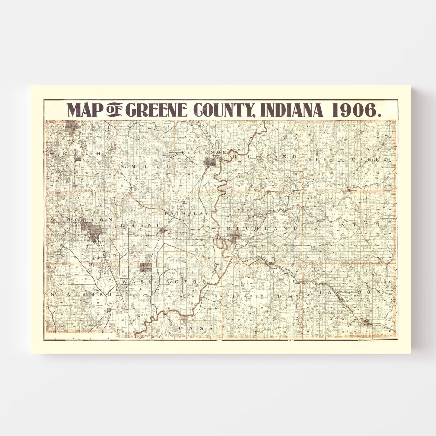 Vintage Map of Greene County, Indiana 1906