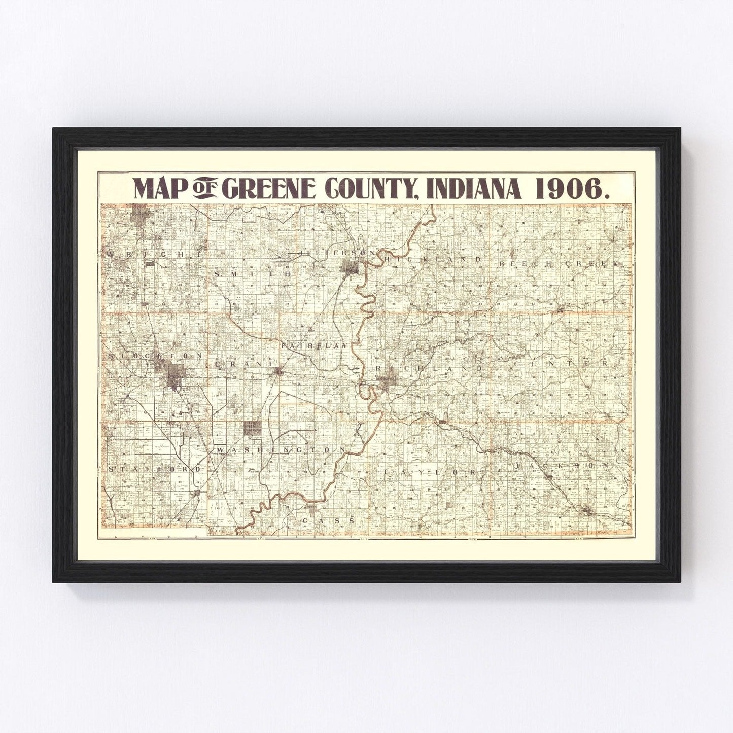 Vintage Map of Greene County, Indiana 1906