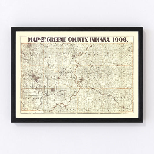 Vintage Map of Greene County, Indiana 1906