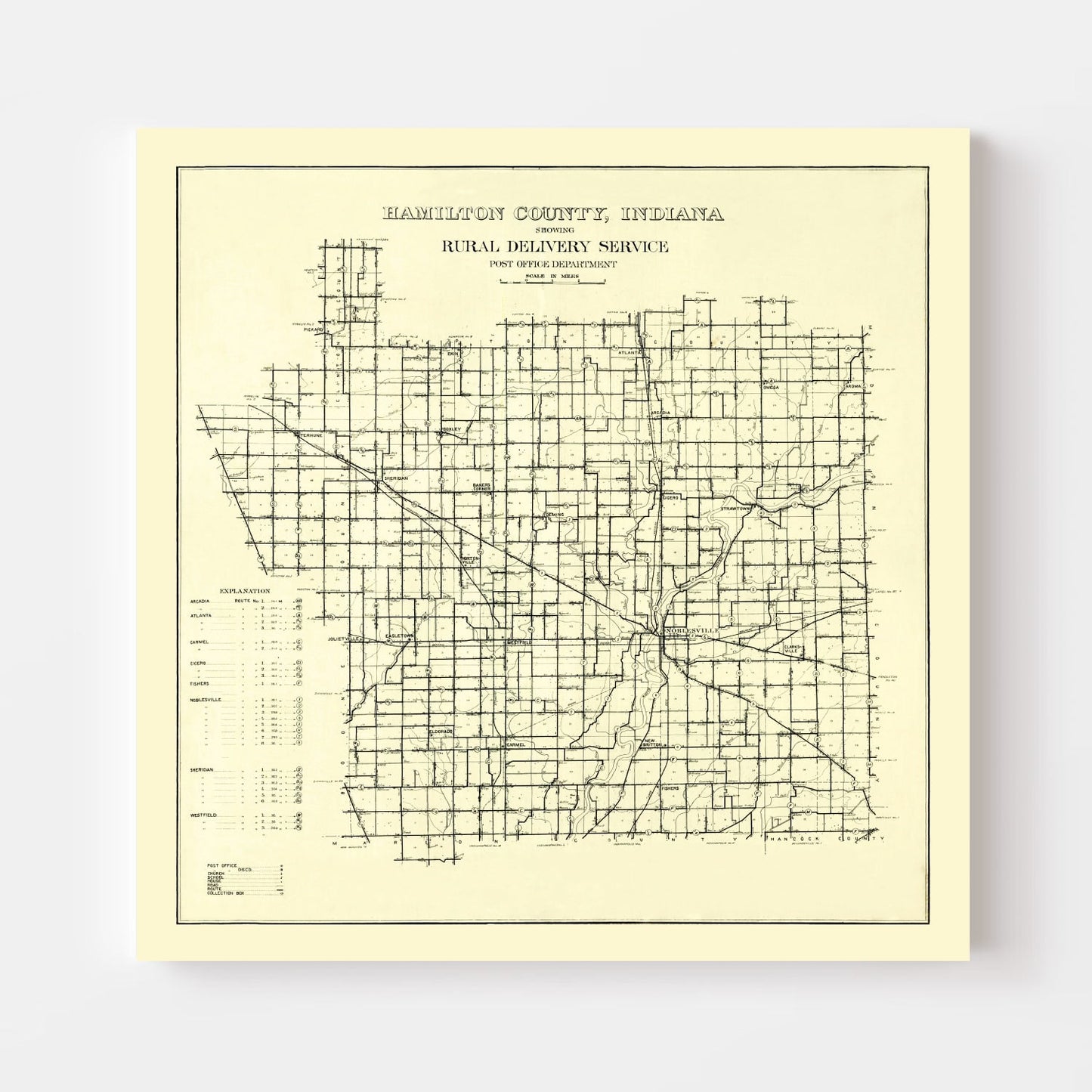Vintage Map of Hamilton County, Indiana 1909