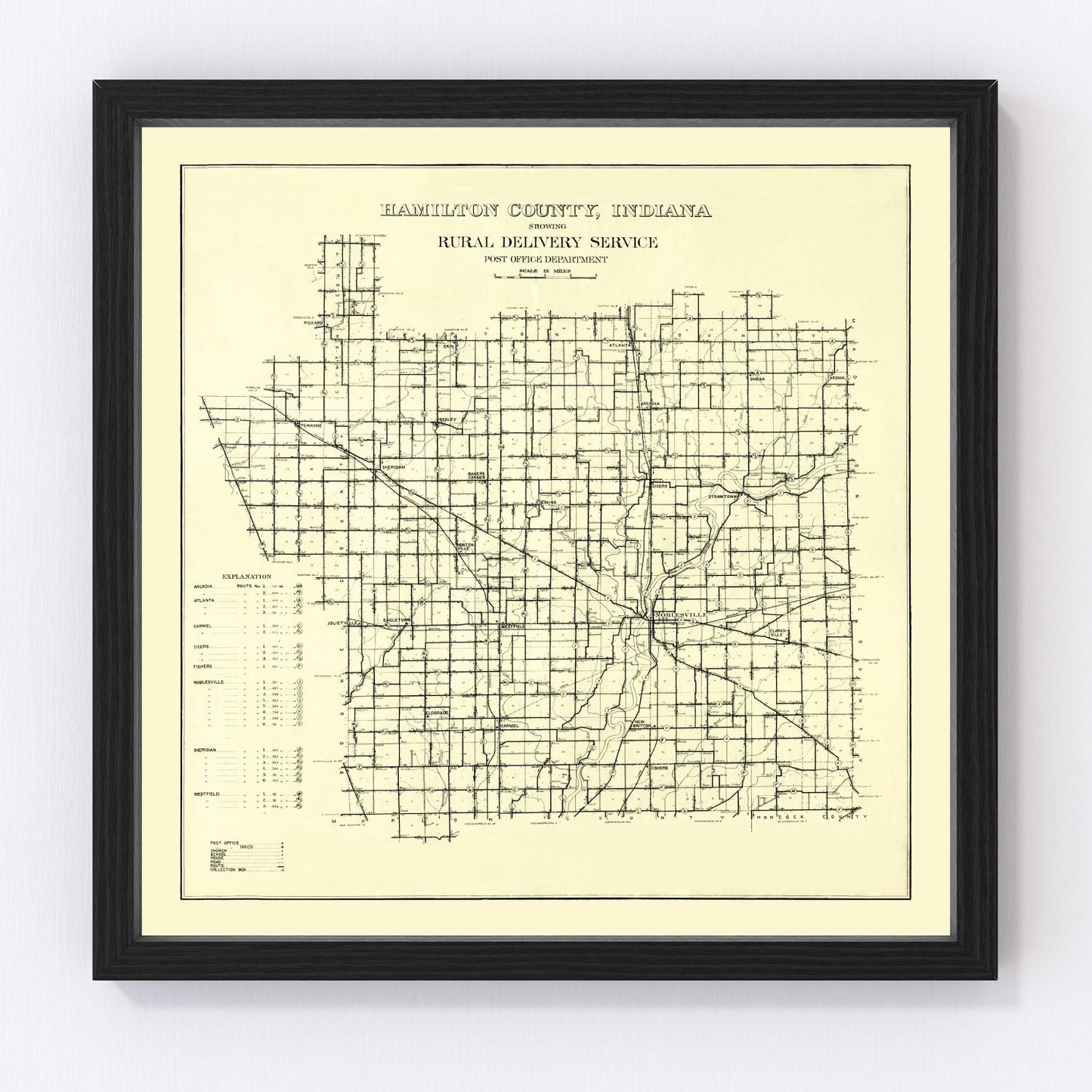 Vintage Map of Hamilton County, Indiana 1909