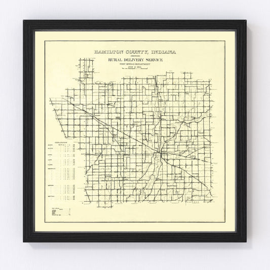 Vintage Map of Hamilton County, Indiana 1909