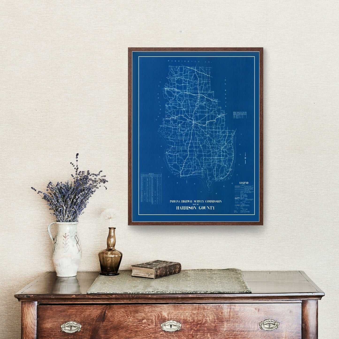 Vintage Map of Harrison County, Indiana 1936