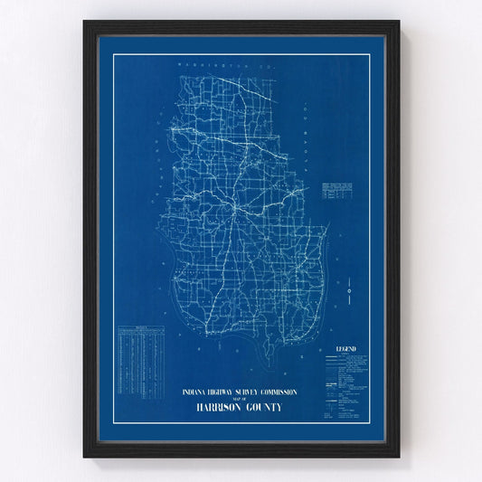 Vintage Map of Harrison County, Indiana 1936